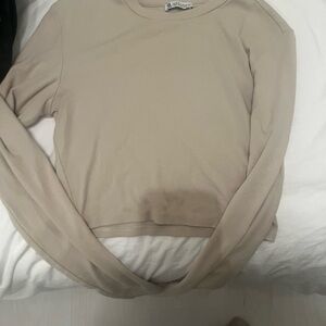 Zara Women's Cream Long Sleeve Top
